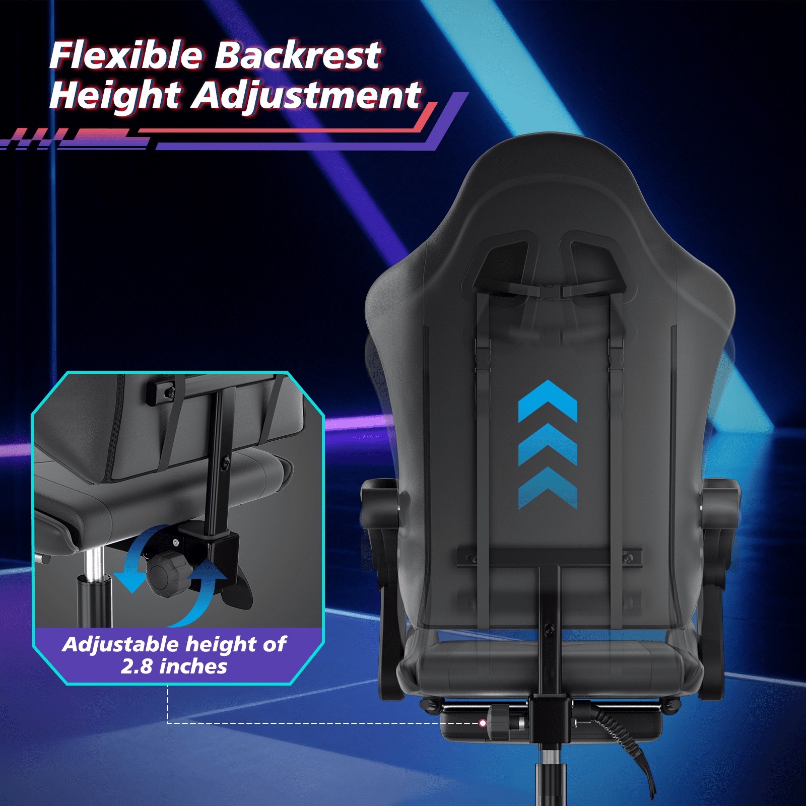 Magshion Ergonomic Gaming Chair with Headrest, Lumbar Support & Footrest - Adjustable Reclining Computer Chair for Adults, High Back Office Desk Chair, 350lbs Capacity， Black