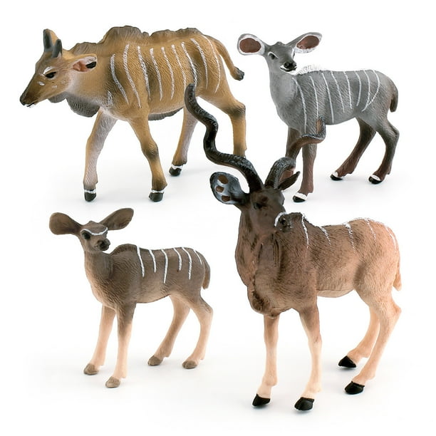 Set de figuras Kudu Antelope, 4 piezas, PVC, realista, animal salvaje