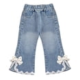 thumbnail image 2 of NAISIBABY Girls Cute Jeans, Flare Leg with Pockets Elastic Waist Kids Casual Fashion Denim Pants Blue Size 8, 2 of 8