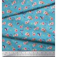thumbnail image 2 of Soimoi Poly Georgette Fabric Leaves,Floral & Hummingbird Bird Print Fabric by Yard 52 Inch Wide, 2 of 3