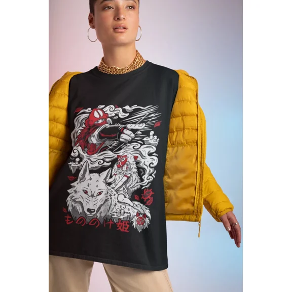 Reprint Rare Anime Princess Mononoke Hayao Miyazaki Black T Shirt Size S - 5XL