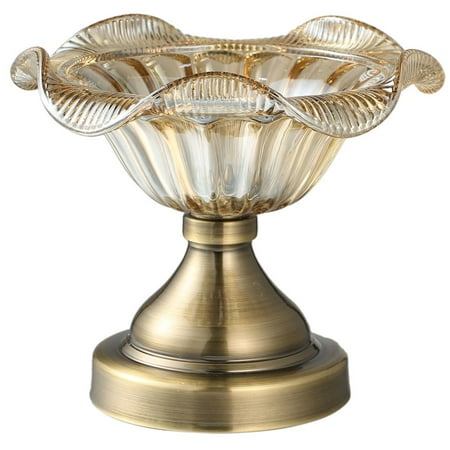 Vintage Champagne Bowl Matashi Champagne Colored Vintage High Quality Glass Candy Dish (Small) Elegant Snack Bowl for Parties Home, Office | Strong Aluminum Base | Reusable | Compact and Portable ()