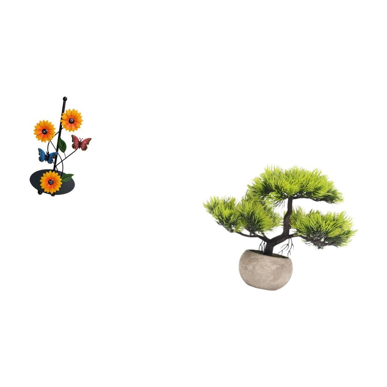 Fiocias Toilet Paper Holder And Paper Towel Holder Countertop with Artificial Bonsai Tree Lightweight Iron Vertical Stand Suitable for Office Desk Bathroom Di