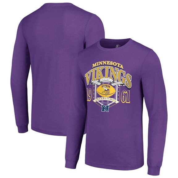 Men's Starter Purple Minnesota Vikings Retro Long Sleeve Graphic T-Shirt