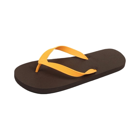 Gtoiithly Men's Waterproof Flip Flop Sandals Fashionable and Versatile Flip-Flop Beach Non- Slippers for Indoors Backyard and Outdoors Brown L