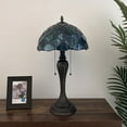 thumbnail image 4 of Tiffany Table Lamp Blue Green Stained Glass Crystal Beans LED Bulbs Included For Living Room Bedroom Bedside 12"W*12"D*22"H, 4 of 6