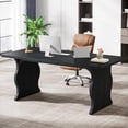 thumbnail image 2 of Tribesigns 63-Inch Large Executive Desk, Modern Computer Desk for 1-2 Person, Double PC Gaming Home Office Desk with Sturdy Legs, Black, 2 of 5