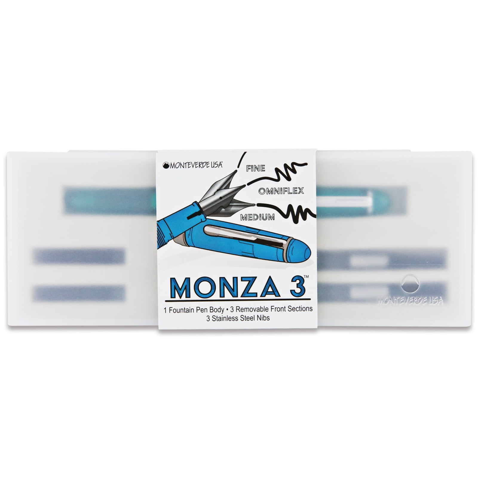 Monteverde Monza 3 Set Crystal Clear Fountain Pen, Teal