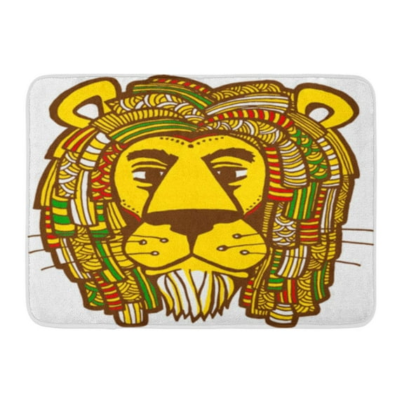 KDAGR Colorful Reggae Rastafarian Lion Green Beads Rastafari Doormat Floor Rug Bath Mat 30x18 inch