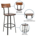 thumbnail image 4 of Flash Furniture Flint Series Rustic Walnut Restaurant Barstool with Wood Seat & Back and Gray Powder Coat Frame, 4 of 11