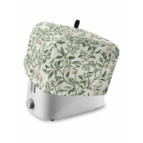 Fsddascl Green Spring Botanical Toaster Cover 4 Slice, Large Kitchen Appliance Covers, Summer Leaves Floral Toaster Oven Cover with Loop, Bread Machine Cover Polyester Dust Cover Protection