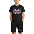 thumbnail image 3 of ZVAVZ Kids 4th of July Outfits 2 Piece Set for Girls Boys American Flag Shirt and Shorts Independence Day Patriotic Outfit Sets Black 6 Years, 3 of 10