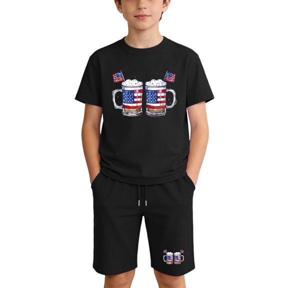 Iyufng Outfit Sets for Boys and Girls,Summer Independence Day Printed 2 Pieces Set
