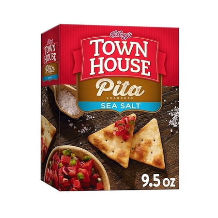 Town House Pita Sea Salt Oven Baked Crackers, Lunch Snacks, 9.5 oz