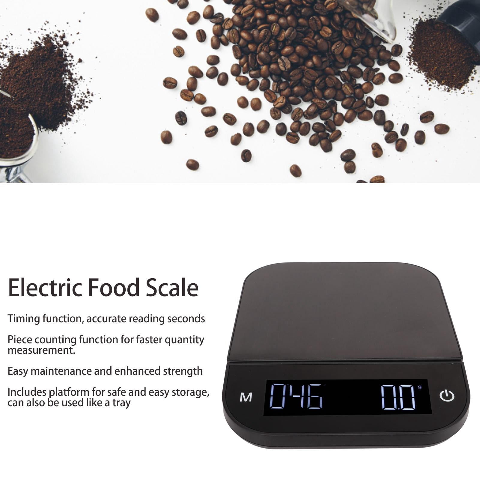 YAHHU Electric Kitchen Food Scale 5kg/0.1g High Precision Digital Coffee Weighing Scale with Waterproof Timing PC Function, Flat Surface, Perfect for Baking Cooking, Black