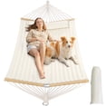 thumbnail image 4 of Modern Portable Hammock for Outside, Camping Hammock with Stable Anti-Tipping Structure, Hand-Woven Durable Ropes, Rope Hammock for Backyards, Beaches, Poolsides, Parks, Campsites, Navy Blue, Blue St, 4 of 10