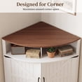 thumbnail image 5 of Jableast 33" Tall Farmhouse Corner Cabinet with Barn Door Design, Wooden Storage Cabinet with Open Display Shelf, Bathroom Cabinet with Hidden Storage for Living Room, Kitchen, Bathroom, White, 5 of 9
