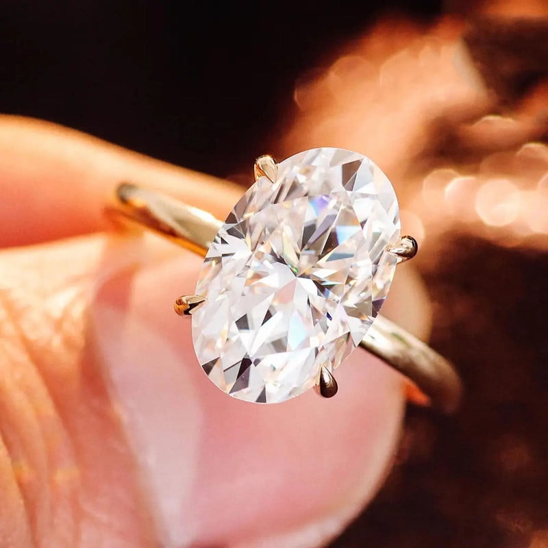 solitaire jewels 3.75CT Oval Moissanite Solitaire Engagement Ring For Women, 14K Yellow Gold