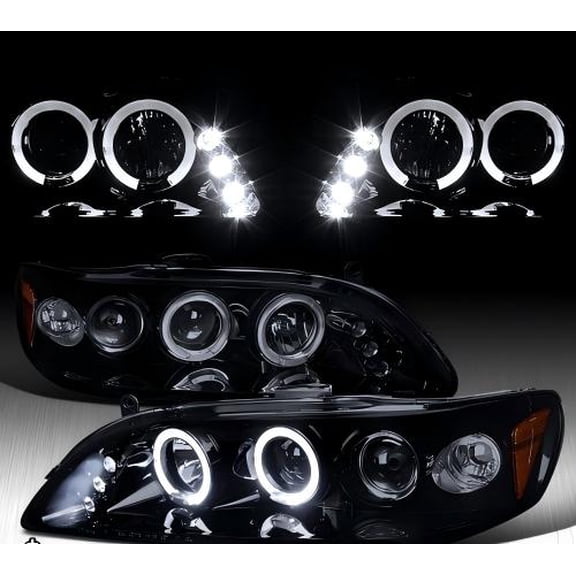 Black/Smoke Fits 1998-2002 Honda Accord LED Halo Projector Headlights Lamp 98-02