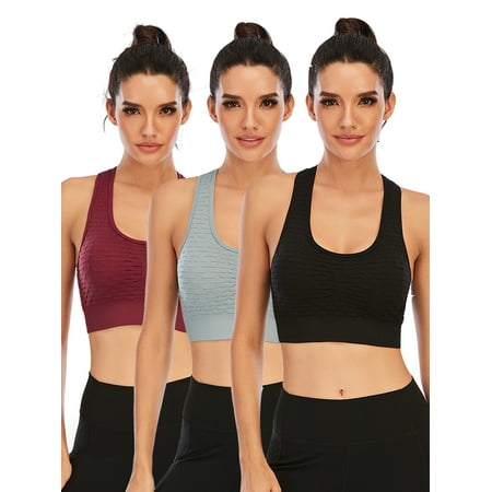 

FANNYC 1/3 Pack Women s Seamless Padded Sports Bra High Impact Support Yoga Bra Crop Top Stretch Comfort Longline Racerback Sports Bra For Running Active Gym Workout Fitness