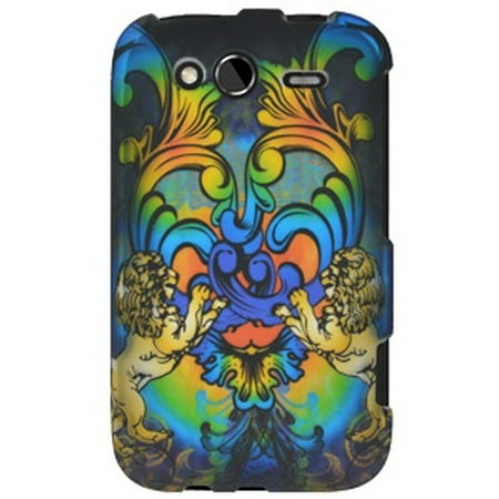 Lion Sculpture For Sale Rubberized Protector Hard Shell Snap On Case for HTC Wildfire S CDMA - Rainbow Lion Sculpture ()