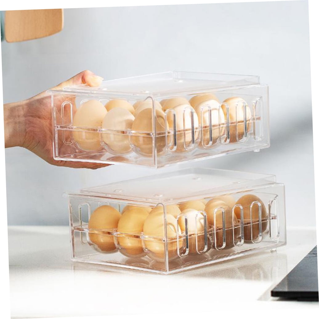 Supvox Transparent Organizer Box with Multi-Compartment Design, PP Storage Container for Refrigerator