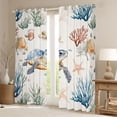 thumbnail image 2 of Homewish Child Sea Turtle Blackout Curtains Set of 2 (52x84 Each), Kawaii Marine Coral Sealife Window Curtains, Vintage Cartoon Theme Curtains and Drapes, Blackout Curtains Room Decor, 2 of 6