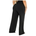 thumbnail image 4 of BLVB Wide Leg Pants for Women Tie High Waisted Straight Leg Pants Solid Color Casual Loose Lounge Trousers with Pockets, 4 of 6