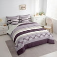 thumbnail image 4 of Homewish Hippie Plum Abstract Twin Bedding Sets 7-Piece for Women, Chic Minimalism Bedding Comforter Set, Modern Fashion Theme Reversible Sheet Sets, Ultra Soft Bedroom Decor, 4 of 8