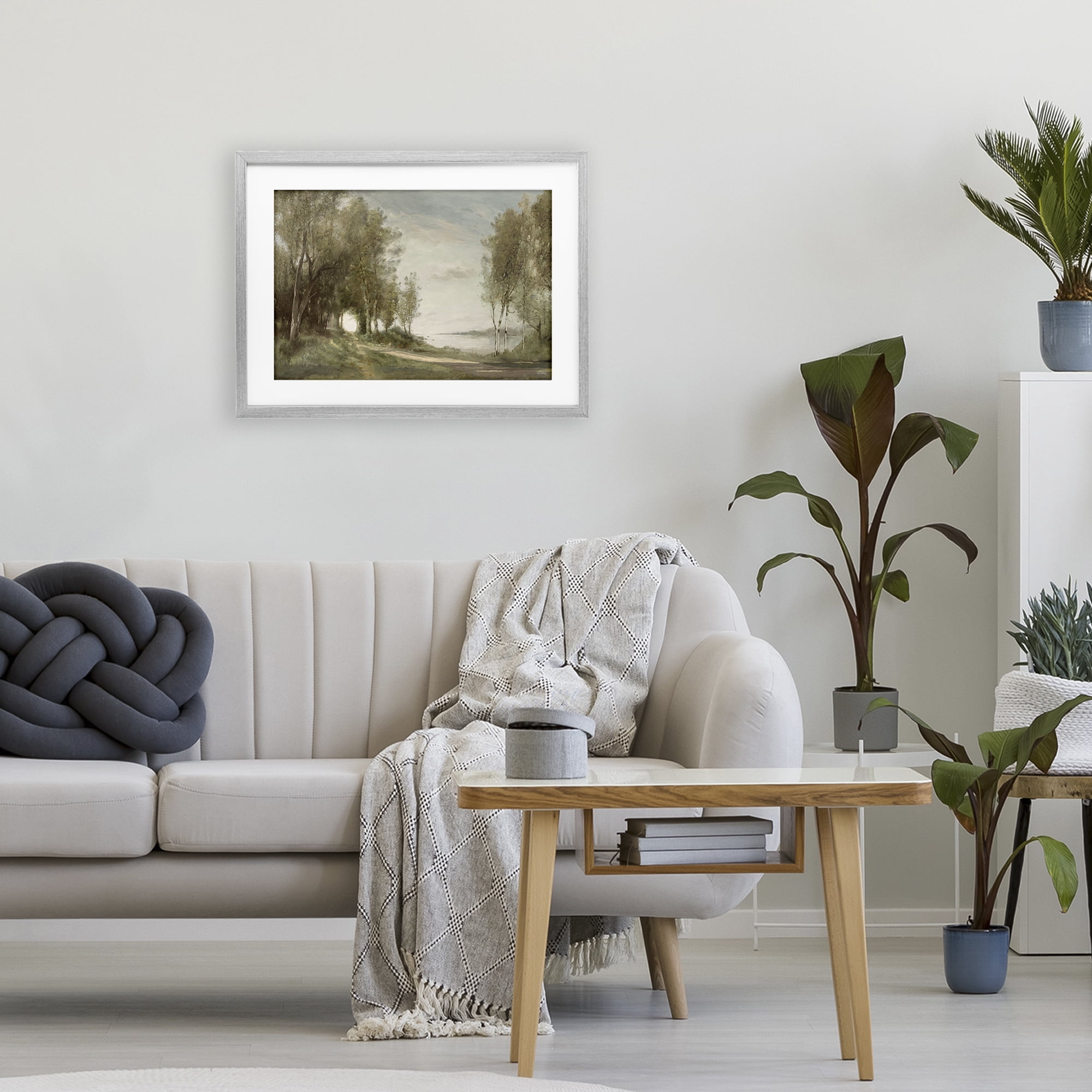 Stupell Industries Tranquil Lakeside Path Gray Framed Print Under Glass, design by Amber Sterling