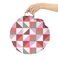 thumbnail image 2 of Geometric Round Floor Cushion with Handle, Simple Repeating Pattern of Halved Triangles with Stripe Ornaments, Pillow for Living Room & Dorms, 18" Round, Coral Pink and Dark Grey, by Ambesonne, 2 of 4