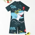 thumbnail image 2 of Toddler Boy Swimsuit Boys' Dinosaur Prints Swimwear 1 Piece Zipper Bathing Suit Toddler Rash Guard Surfing Suit Upf 50+ Kids Swimsuits Dark Green 10 Years-11 Years, 2 of 7