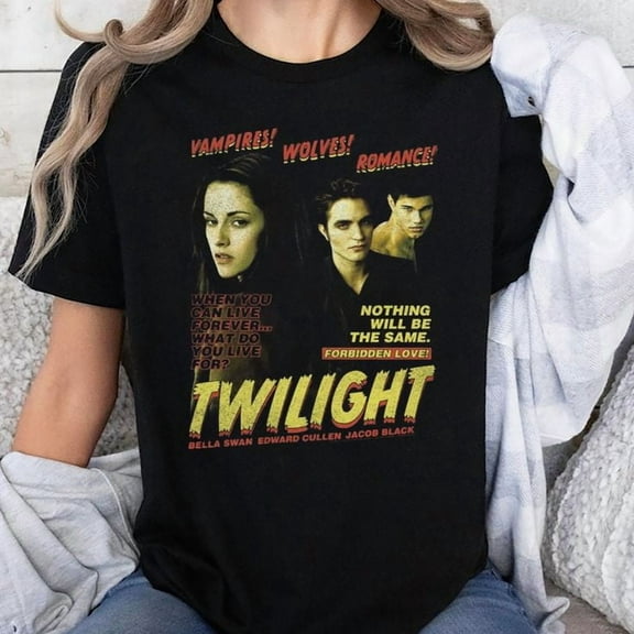 Unisex Twilight Ed And Bella Jacob Graphic T-Shirt, Sizes S-5XL, Tbun