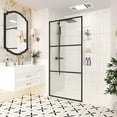 thumbnail image 2 of 34 in. W x 72 in. H Fixed Framed Shower Door in Matte Black Finish with Patterned Glass, 2 of 9