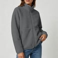 thumbnail image 3 of Fleece Jacket Women Fashion Full Zip Stand Collar Casual Long Sleeve Soft Warm Jacket Outdoor Travel Tops, 3 of 9