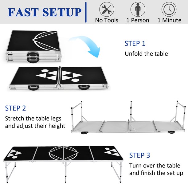 Costway 8 Foot Beer Pong Table Portable Party Drinking Game Table Tailgate  Table