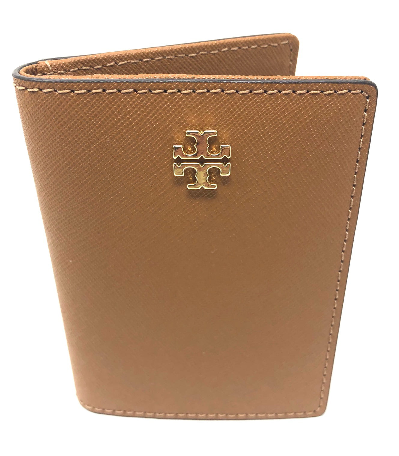 Tory Burch Women's Emerson Saffiano Leather Foldable Card ID Case Wallet  (Tiger's Eye) 