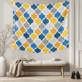 thumbnail image 5 of Yellow Blue Morocco Pattern Large Tapestry for Bedroom Wall Hanging Tapestry,Modern Moroccan Geometric Ceiling Backdrop Tapestries Poster Blanket Wall Decor for Teens Room Living Room Dorm 86" x 104", 5 of 8