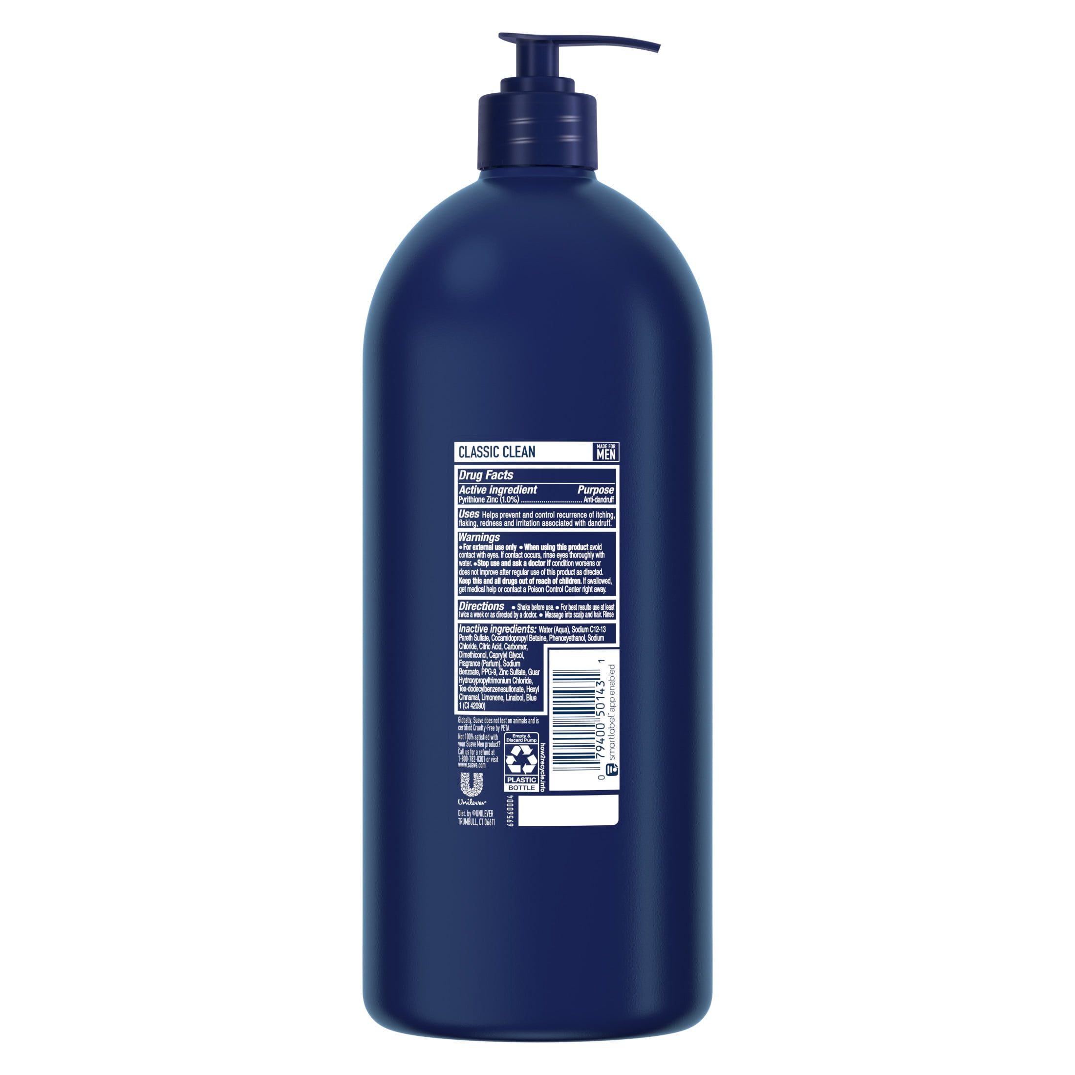 Suave Men 2-in-1 Shampoo & Conditioner, Anti-Dandruff, Classic Clean, Bamboo & Fresh Water, 40 fl oz