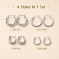 thumbnail image 4 of Apvirren White Gold Plated Hoop Earrings Set for Women, 4 Pairs Small Hoop Earrings with 925 Sterling Silver Post, Hypoallergenic Lightweight Huggie Earrings Jewelry Gift, 4 of 8
