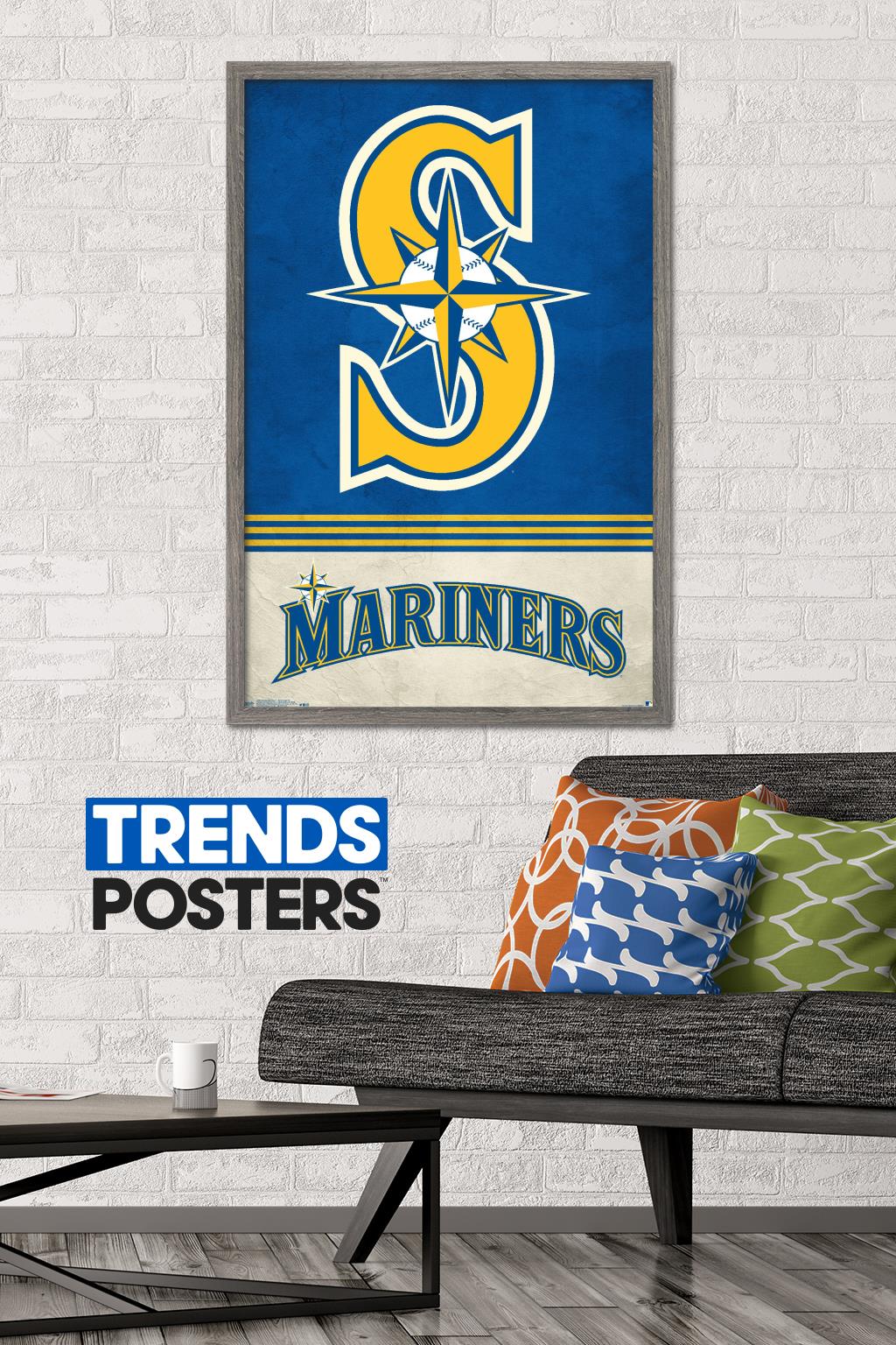 MLB Seattle Mariners - Retro Logo 18 Wall Poster, 22.375" x 34", Framed