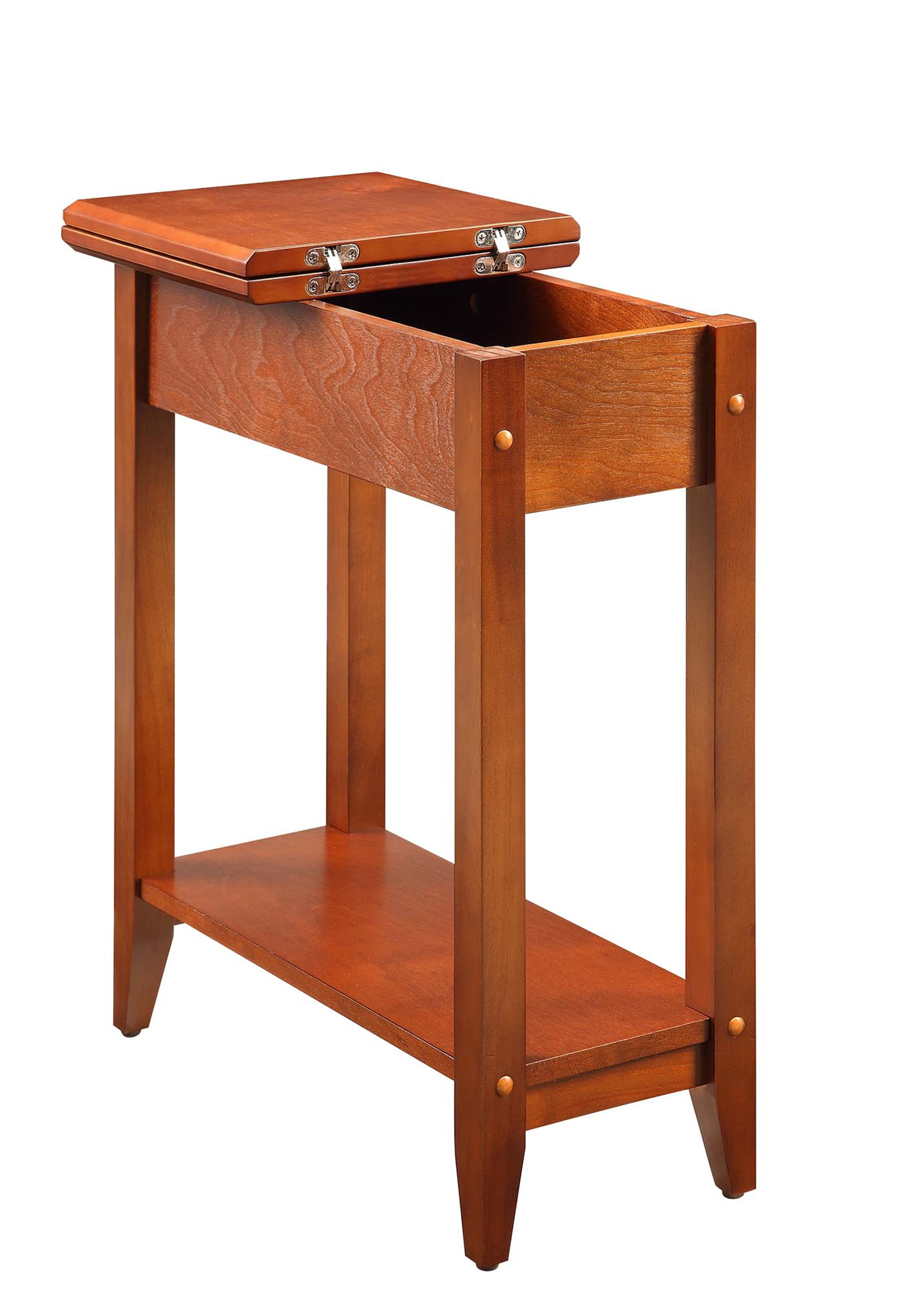 Convenience Concepts American Heritage Flip Top End Table with Shelf, Cherry