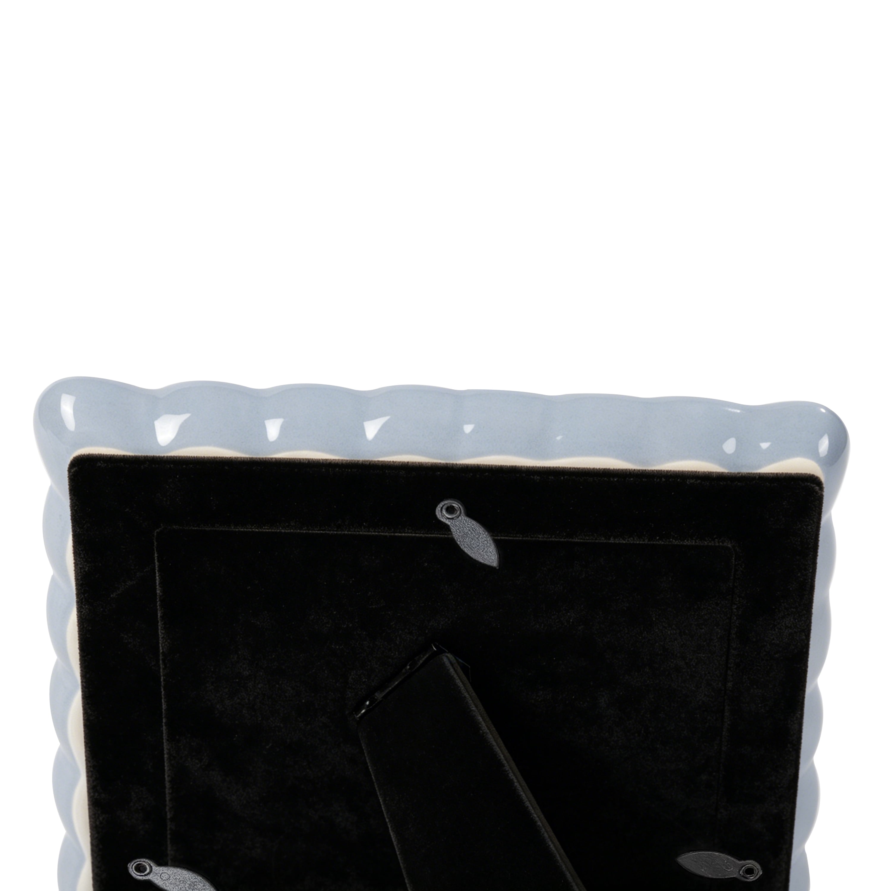 Sterling & Noble Home – 4x4 Picture Frame – Double Ruffle Light Blue Ceramic Tabletop Photo Frame