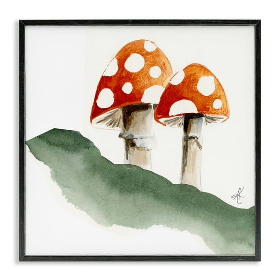 Stupell Industries Spotted Red Mushrooms Plants & Flowers Painting Black Framed Art Print Wall Art, 12 x 12