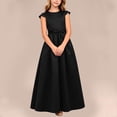 thumbnail image 3 of ITSAME Girls Formal A-Line Dress with Pockets Round Neck Bow Belt Wedding Party Pageant Gown Black Size 8, 3 of 7
