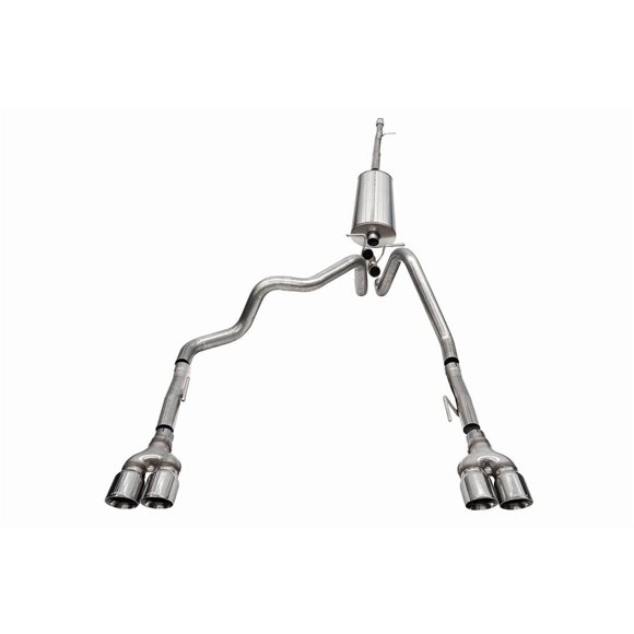 Corsa Performance Exhaust System Kit 21202 Sport Cat Back System; Stainless Steel; With Muffler; 3 Inch To 2-1/2 Inch Pipe Diameter; Single Exhaust With Quad Exit; Dual Rear Exit