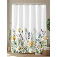 thumbnail image 4 of Rustic Watercolor Floral Shower Curtain, Yellow White Daisy Green Leaf Bathroom Decor Curtains Set with Hooks, White Waterproof Fabric Home Accessories， Stall 36 X 78 Inch, 4 of 6