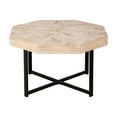 thumbnail image 3 of Wood Octagonal Vintage Patchwork Craft Coffee Table With Metal Legs for Living Room, Antique White, 3 of 13