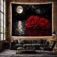 thumbnail image 6 of Red Roses on Dark Moonlit Water, Moody Gothic Illustration, Halloween Gift for Flower Lovers, Botanical Wall Art, Tapestry Wall Hanging for Bedroom and Living Room, 6 of 7