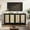 Black, variant on Rattan TV Stand for Up to 70" TVs, Farmhouse Sideboard Buffet Cabinet with 4 Doors & Large Storage, Boho Console Table for Living Room, Entryway, Oak